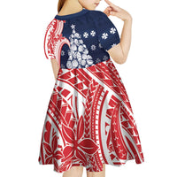 Wallis And Futuna Christmas Kid Short Sleeve Dress Seashell Xmas Tree Tribal Waves DT05 - Polynesian Pride