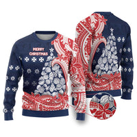 Wallis And Futuna Christmas Ugly Christmas Sweater Seashell Xmas Tree Tribal Waves - Polynesian Pride