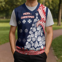 Wallis And Futuna Christmas Knitted V-Neck Vest Seashell Xmas Tree Tribal Waves - Polynesian Pride