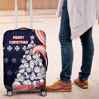 Wallis And Futuna Christmas Luggage Cover Seashell Xmas Tree Tribal Waves - Polynesian Pride