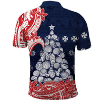 Wallis And Futuna Christmas Polo Shirt Seashell Xmas Tree Tribal Waves DT05 - Polynesian Pride