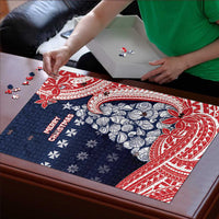 Wallis And Futuna Christmas Puzzle Seashell Xmas Tree Tribal Waves - Polynesian Pride