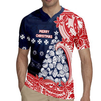 Wallis And Futuna Christmas Rugby Jersey Seashell Xmas Tree Tribal Waves - Polynesian Pride