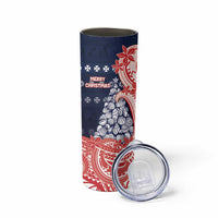 Wallis And Futuna Christmas Skinny Tumbler Seashell Xmas Tree Tribal Waves - Polynesian Pride
