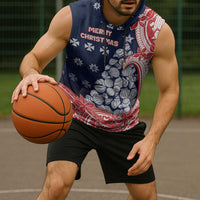 Wallis And Futuna Christmas Sleeveless Hoodie Seashell Xmas Tree Tribal Waves - Polynesian Pride