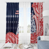 Wallis And Futuna Christmas Window Curtain Seashell Xmas Tree Tribal Waves - Polynesian Pride