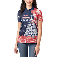 Wallis And Futuna Christmas Women Polo Shirt Seashell Xmas Tree Tribal Waves DT05 - Polynesian Pride