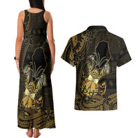 Niue Christmas Couples Matching Tank Maxi Dress and Hawaiian Shirt Niuean Crab Xmas Tribal Waves DT05 - Polynesian Pride