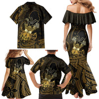 Niue Christmas Family Matching Mermaid Dress and Hawaiian Shirt Niuean Crab Xmas Tribal Waves - Polynesian Pride