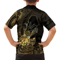 Niue Christmas Family Matching Off Shoulder Short Dress and Hawaiian Shirt Niuean Crab Xmas Tribal Waves - Polynesian Pride