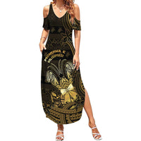 Niue Christmas Family Matching Summer Maxi Dress and Hawaiian Shirt Niuean Crab Xmas Tribal Waves - Polynesian Pride