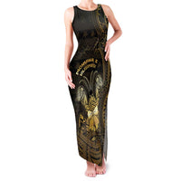 Niue Christmas Family Matching Tank Maxi Dress and Hawaiian Shirt Niuean Crab Xmas Tribal Waves DT05 Mom's Dress Gold - Polynesian Pride