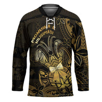 Niue Christmas Hockey Jersey Niuean Crab Xmas Tribal Waves DT05 Unisex Gold - Polynesian Pride