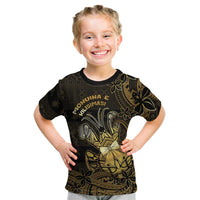 Niue Christmas Kid T Shirt Niuean Crab Xmas Tribal Waves DT05 Gold - Polynesian Pride