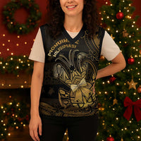 Niue Christmas Knitted V-Neck Vest Niuean Crab Xmas Tribal Waves DT05 - Polynesian Pride
