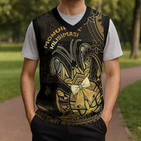 Niue Christmas Knitted V-Neck Vest Niuean Crab Xmas Tribal Waves DT05 - Polynesian Pride