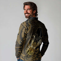 Niue Christmas Long Sleeve Polo Shirt Niuean Crab Xmas Tribal Waves - Polynesian Pride