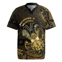 Niue Christmas Rugby Jersey Niuean Crab Xmas Tribal Waves DT05 Gold - Polynesian Pride