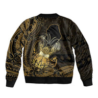 Niue Christmas Sleeve Zip Bomber Jacket Niuean Crab Xmas Tribal Waves - Polynesian Pride