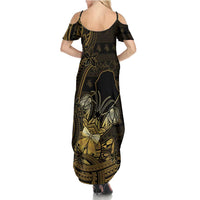 Niue Christmas Summer Maxi Dress Niuean Crab Xmas Tribal Waves DT05 - Polynesian Pride