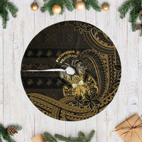 Niue Christmas Tree Skirt Niuean Crab Xmas Tribal Waves DT05 Casual Gold - Polynesian Pride