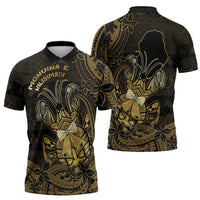 Niue Christmas Zipper Polo Shirt Niuean Crab Xmas Tribal Waves DT05 - Polynesian Pride