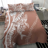 Hawaii Puakenikeni And Maile Lei Bedding Set Brown Polynesian Shark Tattoo DT05