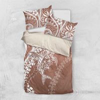 Hawaii Puakenikeni And Maile Lei Bedding Set Brown Polynesian Shark Tattoo DT05