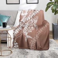 Hawaii Puakenikeni And Maile Lei Blanket Brown Polynesian Shark Tattoo DT05