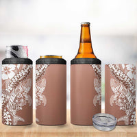 Hawaii Puakenikeni And Maile Lei 4 in 1 Can Cooler Tumbler Brown Polynesian Shark Tattoo DT05