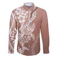 Hawaii Puakenikeni And Maile Lei Family Matching Puletasi and Hawaiian Shirt Brown Polynesian Shark Tattoo DT05
