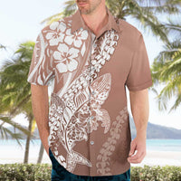 Hawaii Puakenikeni And Maile Lei Hawaiian Shirt Brown Polynesian Shark Tattoo DT05 - Polynesian Pride