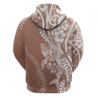Hawaii Puakenikeni And Maile Lei Hoodie Brown Polynesian Shark Tattoo DT05