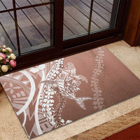 Hawaii Puakenikeni And Maile Lei Rubber Doormat Brown Polynesian Shark Tattoo DT05 - Polynesian Pride