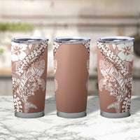 Hawaii Puakenikeni And Maile Lei Tumbler Cup Brown Polynesian Shark Tattoo DT05