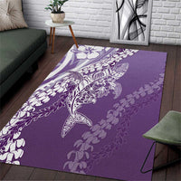 Hawaii Puakenikeni And Maile Lei Area Rug Violet Polynesian Shark Tattoo DT05