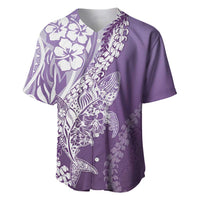 Hawaii Puakenikeni And Maile Lei Baseball Jersey Violet Polynesian Shark Tattoo DT05