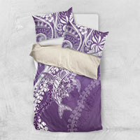 Hawaii Puakenikeni And Maile Lei Bedding Set Violet Polynesian Shark Tattoo DT05