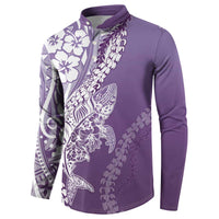 Hawaii Puakenikeni And Maile Lei Button Sweatshirt Violet Polynesian Shark Tattoo DT05 - Polynesian Pride