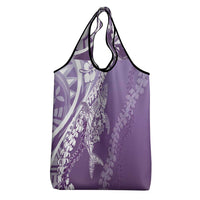 Hawaii Puakenikeni And Maile Lei Grocery Bag Violet Polynesian Shark Tattoo DT05 - Polynesian Pride