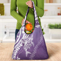 Hawaii Puakenikeni And Maile Lei Grocery Bag Violet Polynesian Shark Tattoo DT05 - Polynesian Pride