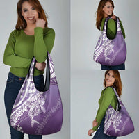 Hawaii Puakenikeni And Maile Lei Grocery Bag Violet Polynesian Shark Tattoo DT05 - Polynesian Pride