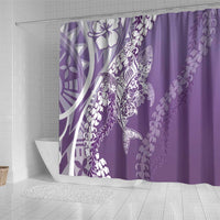 Hawaii Puakenikeni And Maile Lei Shower Curtain Violet Polynesian Shark Tattoo DT05