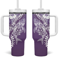 Hawaii Puakenikeni And Maile Lei Tumbler With Handle Violet Polynesian Shark Tattoo DT05