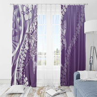 Hawaii Puakenikeni And Maile Lei Window Curtain Violet Polynesian Shark Tattoo DT05