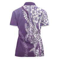 Hawaii Puakenikeni And Maile Lei Women Polo Shirt Violet Polynesian Shark Tattoo DT05