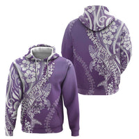 Hawaii Puakenikeni And Maile Lei Zip Hoodie Violet Polynesian Shark Tattoo DT05