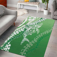 Hawaii Puakenikeni And Maile Lei Area Rug Green Polynesian Shark Tattoo DT05