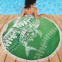 Hawaii Puakenikeni And Maile Lei Beach Blanket Green Polynesian Shark Tattoo DT05 - Polynesian Pride