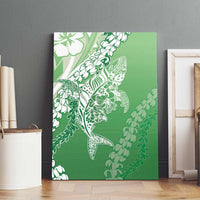 Hawaii Puakenikeni And Maile Lei Canvas Wall Art Green Polynesian Shark Tattoo DT05 - Polynesian Pride